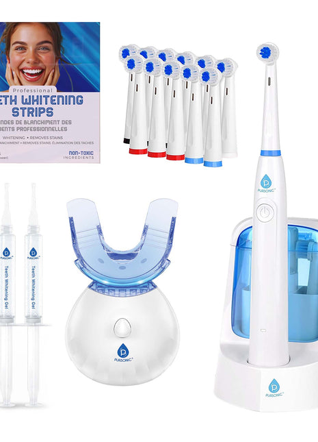 Pursonic Advanced Smile Care Bundle – LED Whitening Kit, Whitening Strips, & Electric Toothbrush