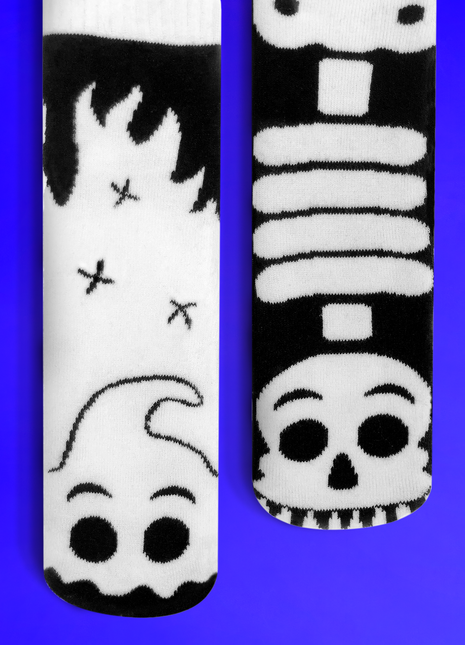 KIDS GHOST & SKELETON GLOW-IN-THE-DARK NO SLIP SOCKS