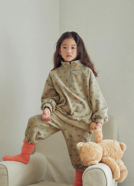 Baby Girl High Neck Jacquard Thick Warm Two Pieces Sets