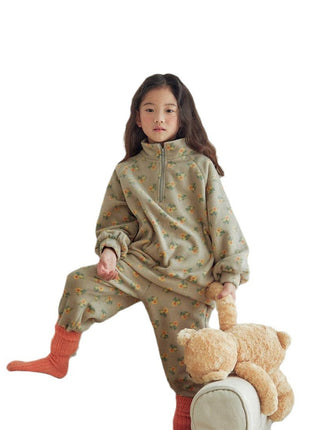Baby Girl High Neck Jacquard Thick Warm Two Pieces Sets